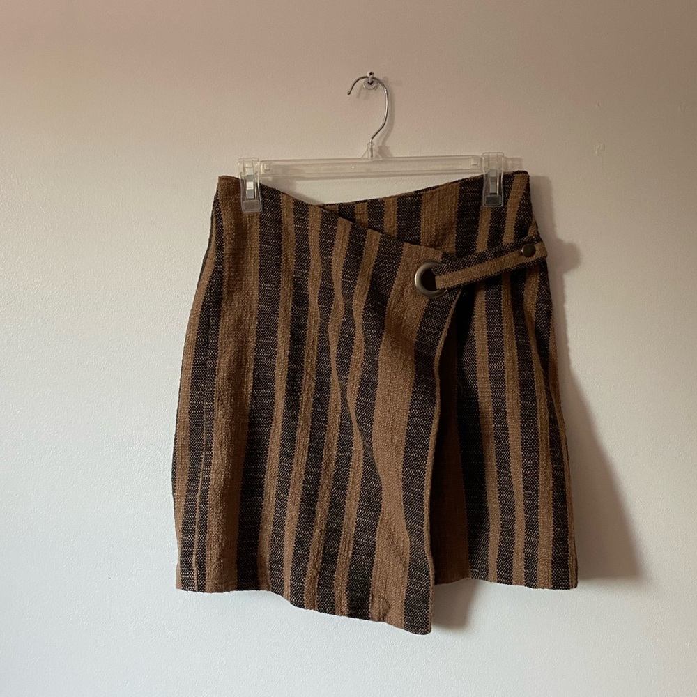 free people brown and black mini skirt